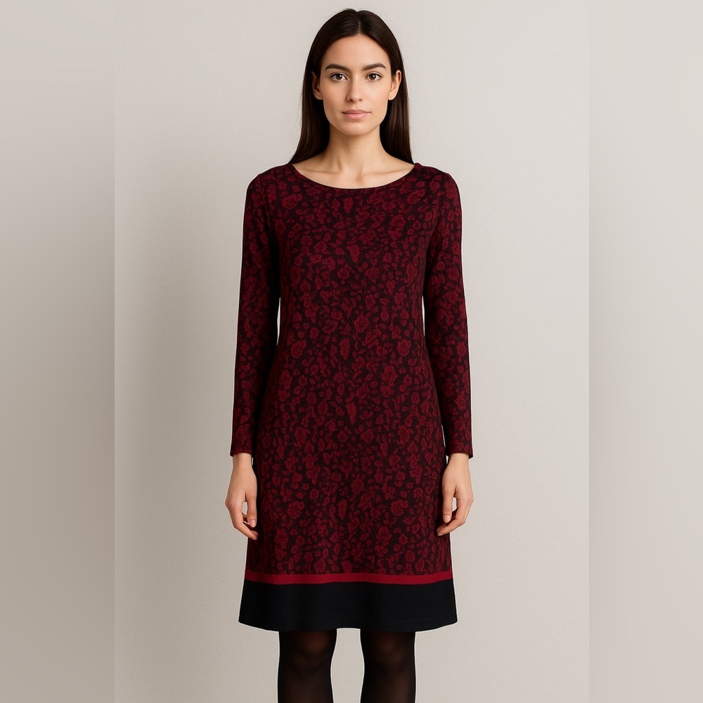 Michael Kors Cinnabar Red Umbria Lace Print Stretch Matte Jersey Sheath Dress M